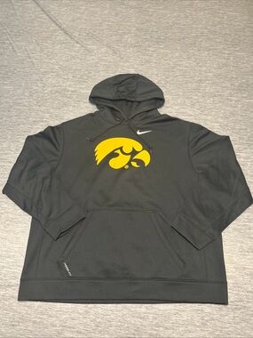 NIKE Iowa Hawkeyes Black Hoodie with Yellow Logo XXL